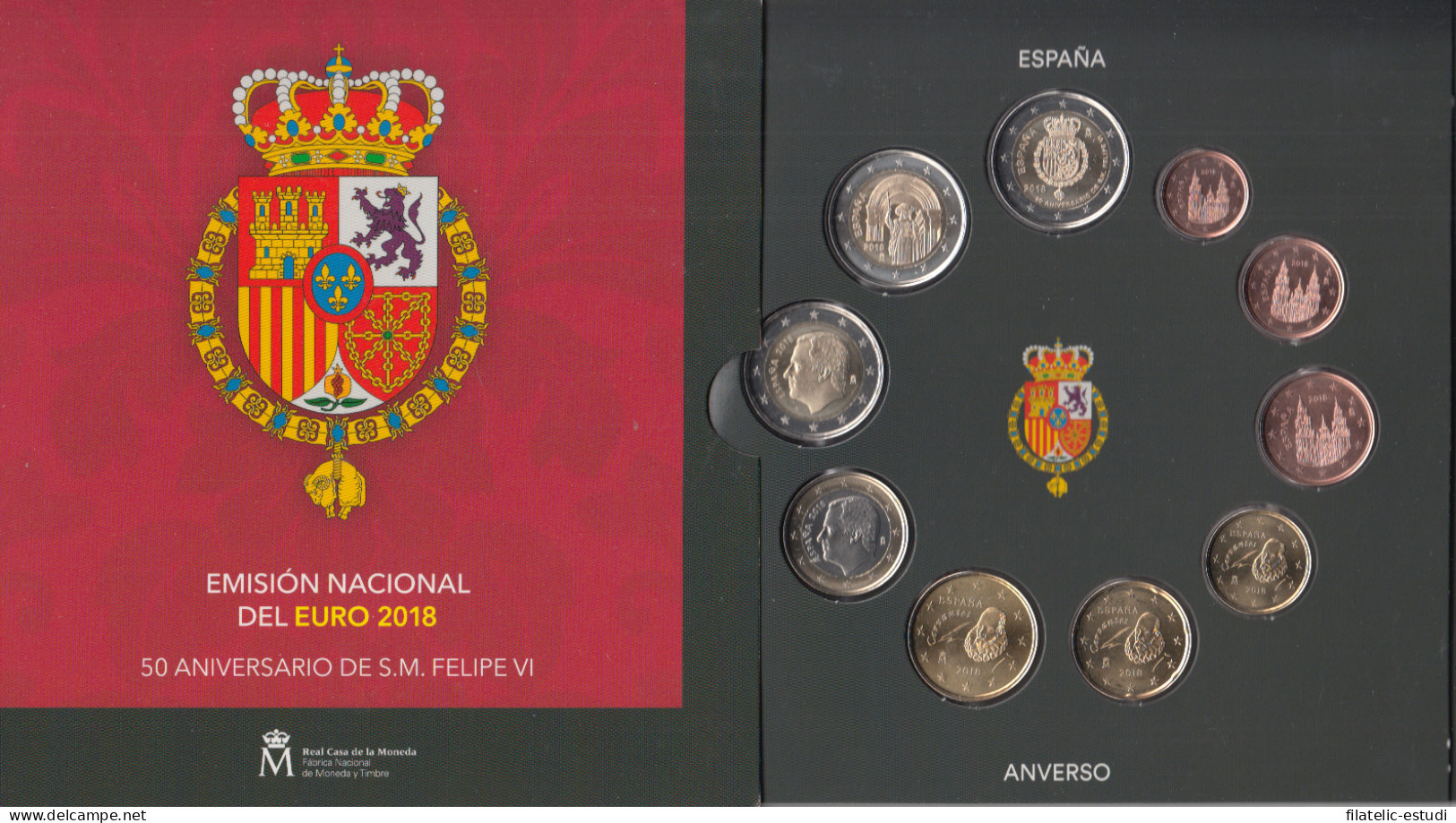 España Spain  2018 Cartera Oficial Monedas Euros + 2€ Felipe VI Y Compostela - Spagna