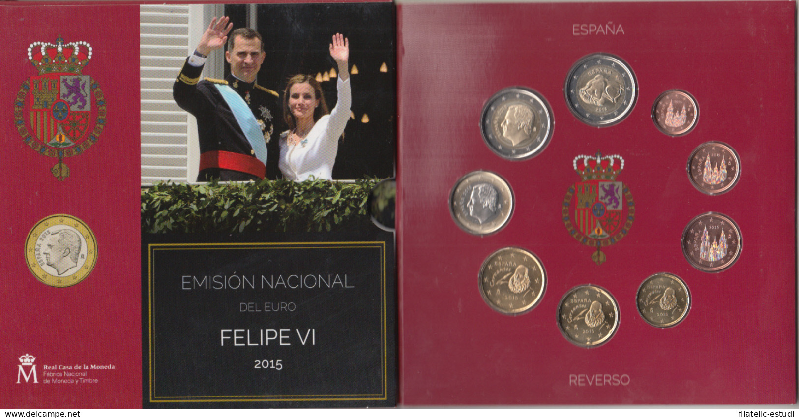 España Spain 2015 Cartera Oficial Euros € + Moneda 2€ Con. Altamira  FNMT - España