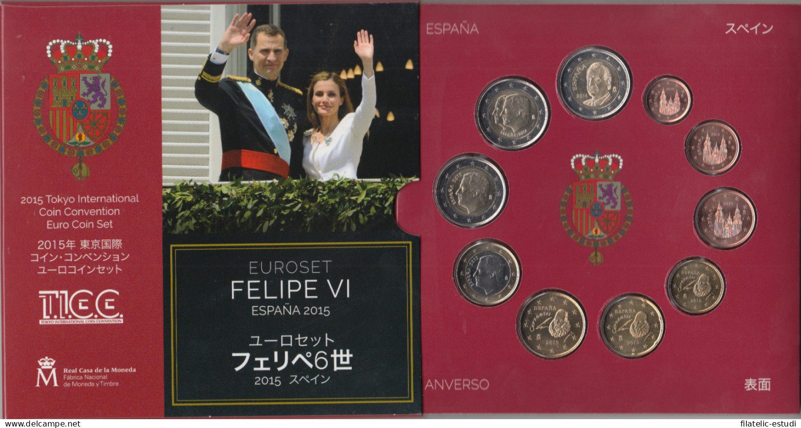 España Spain 2015 Cartera Oficial Euros + 2€ Conmemorativos Felipe VI + 2€ J C - Spagna