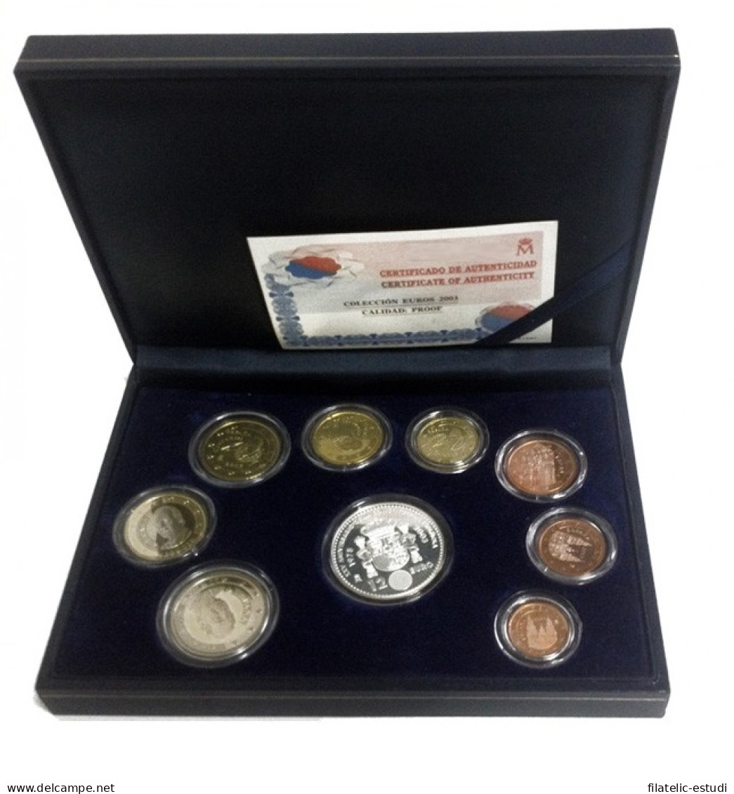 España Spain 2003 Cartera Oficial Euros € Estuche Euroset Proof  + 12 € Plata  - Spanje