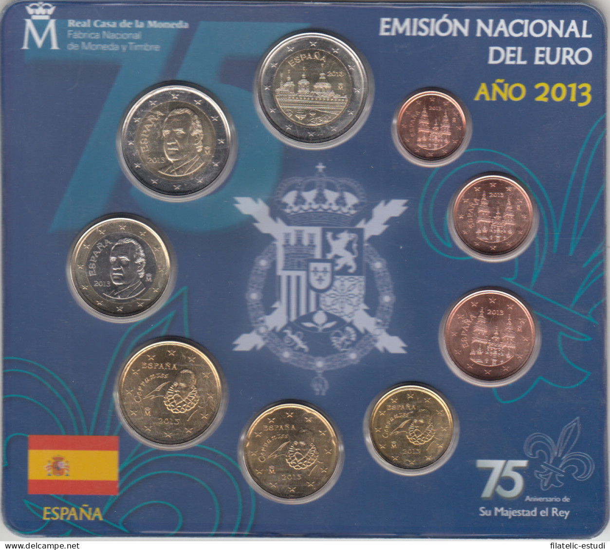 España Spain 2013 Cartera Oficial Euros € + Moneda 2€ Conm. Monasterio De El E - Spanje