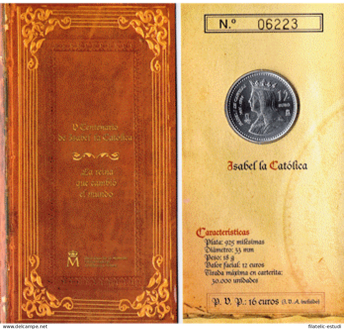 España Spain 2004 Cartera Oficial Moneda 12€ Euros Isabel La Católica Plata FN - España