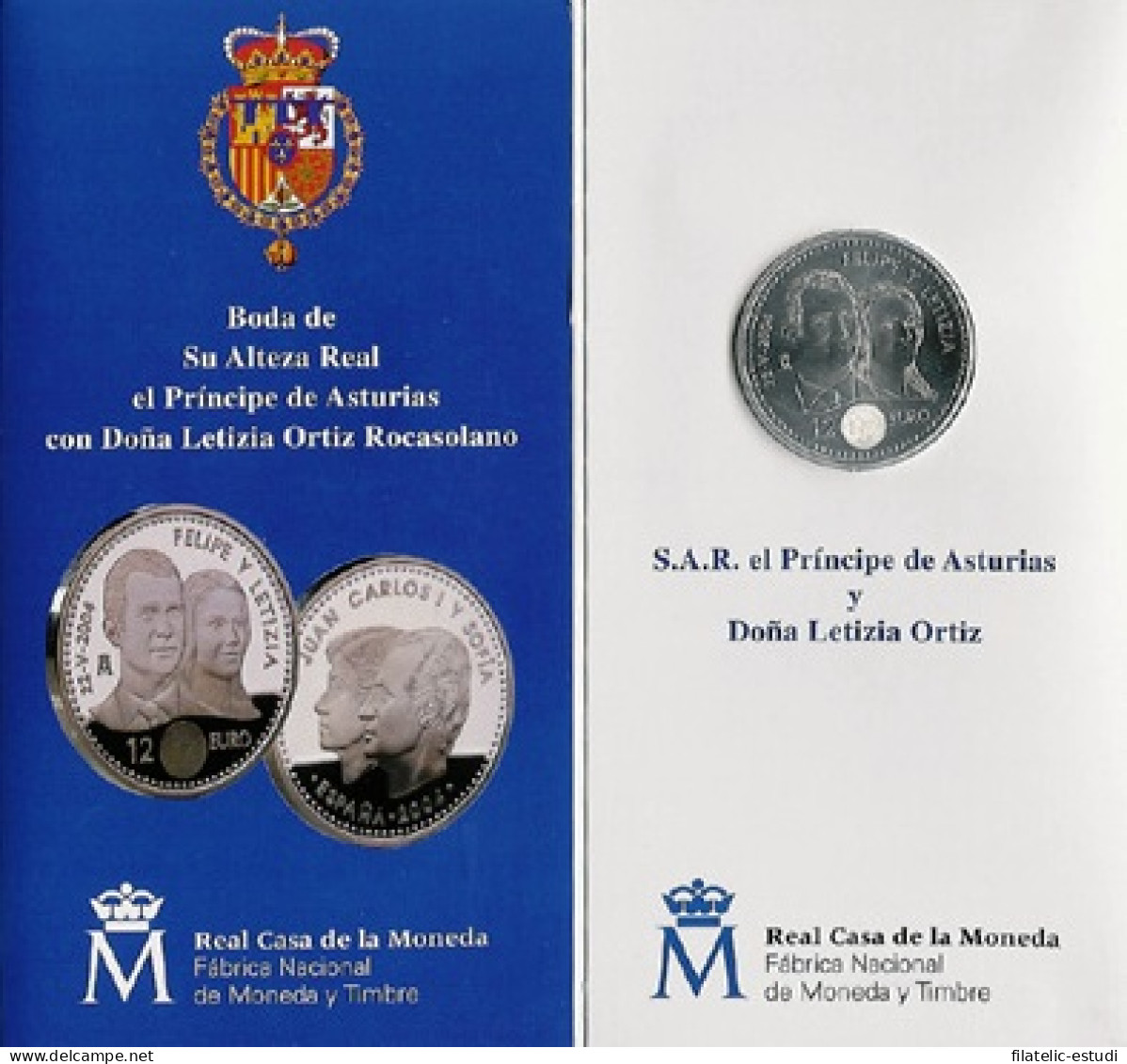 España Spain 2004 Cartera Oficial Moneda 12€ Euros Boda Felipe Y Leticia  Plat - Spain
