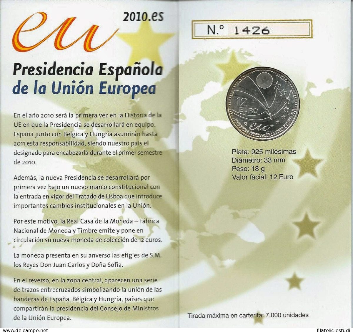 España Spain 2010 Cartera Oficial Moneda 12€ Presidencia UE Plata FNMT - Spain