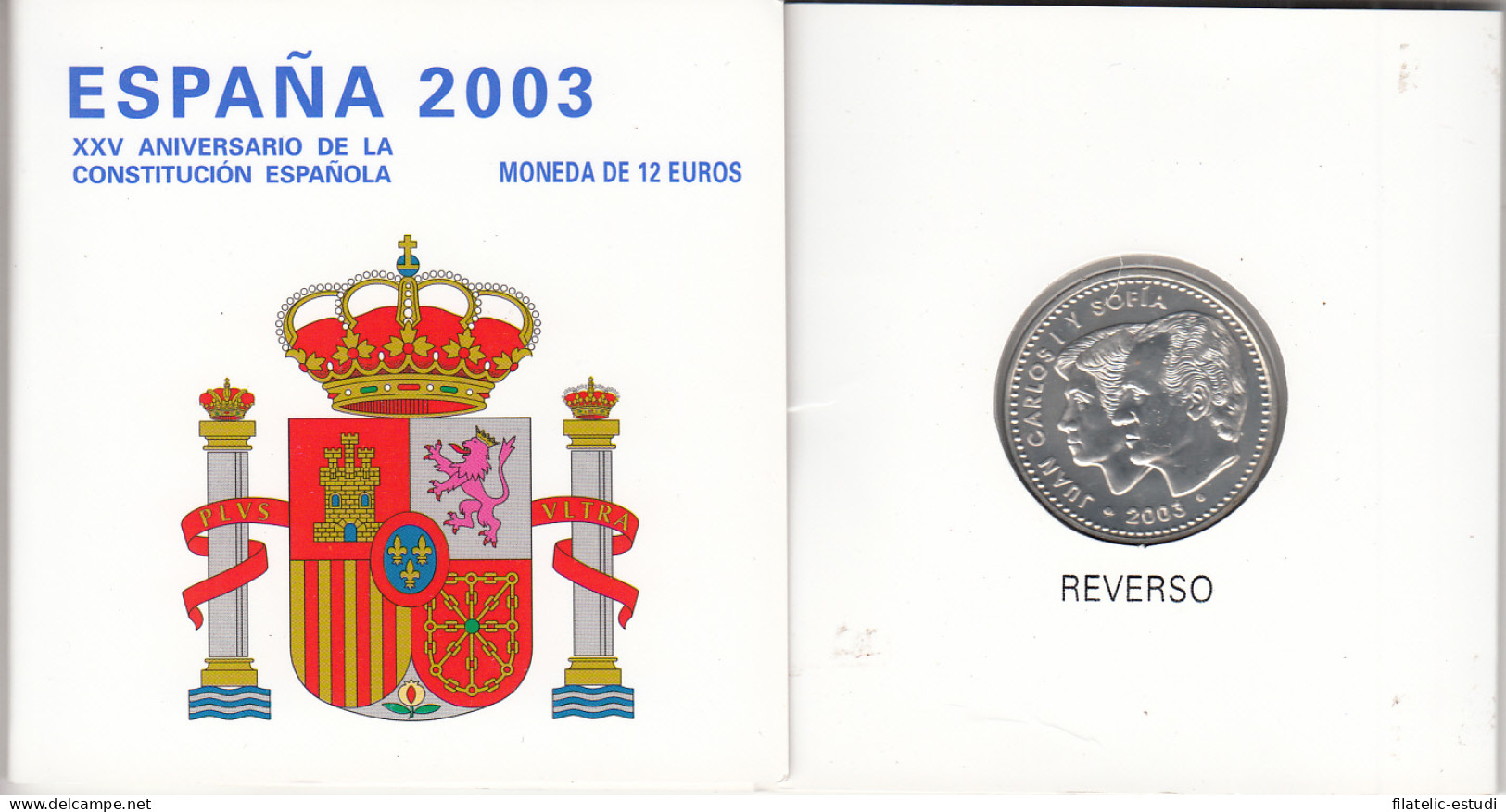 España Spain  2003 Cartera Oficial Moneda 12€ Euros  Aniv. Constitución  Plata - Espagne