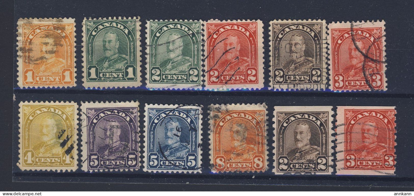 17x Canada Arch Series Stamps #162 To 170 172 To 177 182-183 USED Guide Value= $35.00 - SEE 4x SCANS - Oblitérés