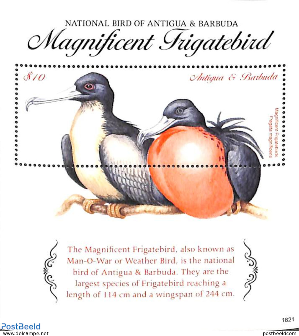 Antigua & Barbuda 2018 Magnificent Frigatebird S/s, Mint NH, Nature - Birds - Antigua Y Barbuda (1981-...)