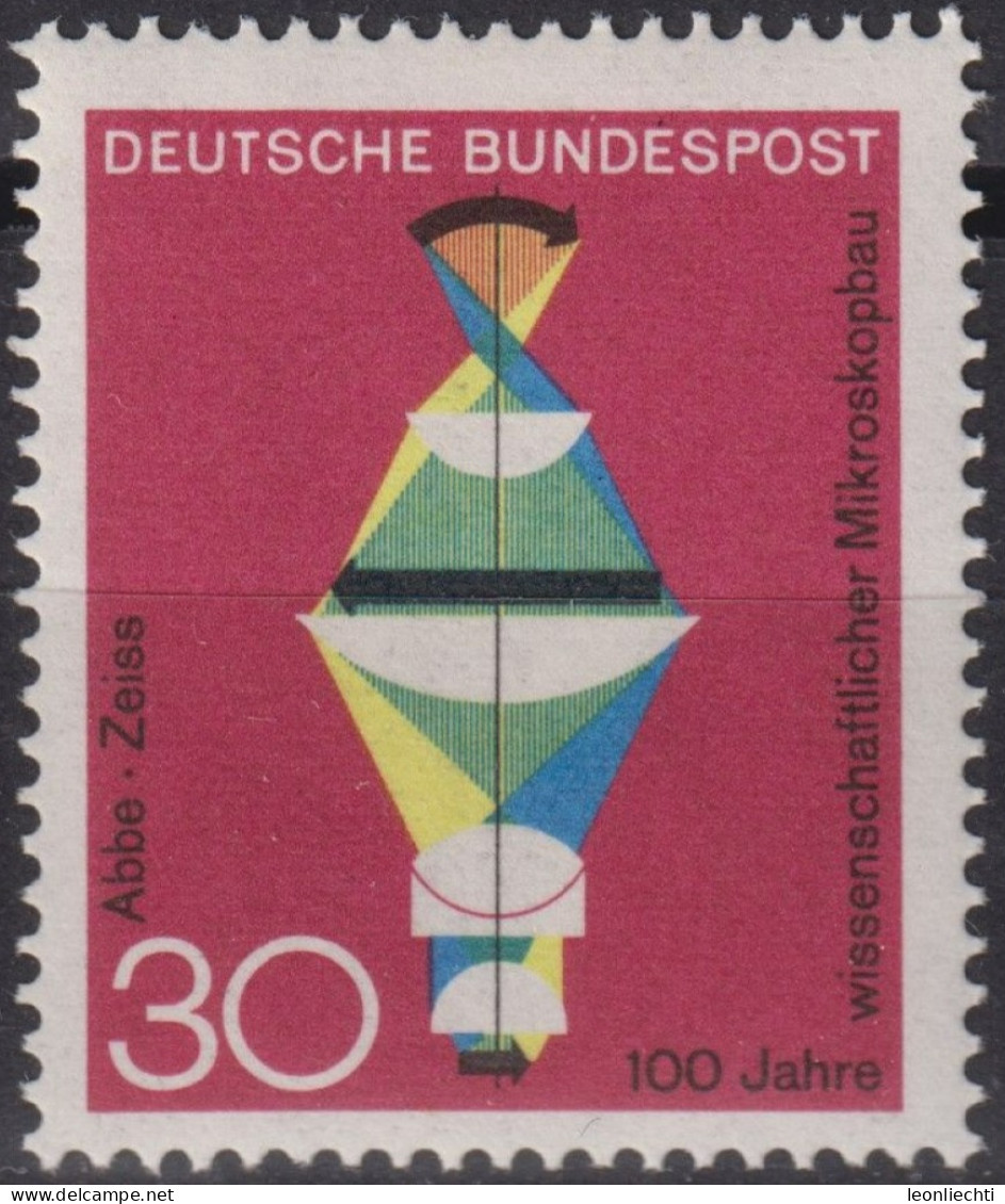 1968 Deutschland > BRD, ** Mi:DE 548, Sn:DE 980, Yt:DE 413, Abbe Zeiss, Mikroskopbau - Química