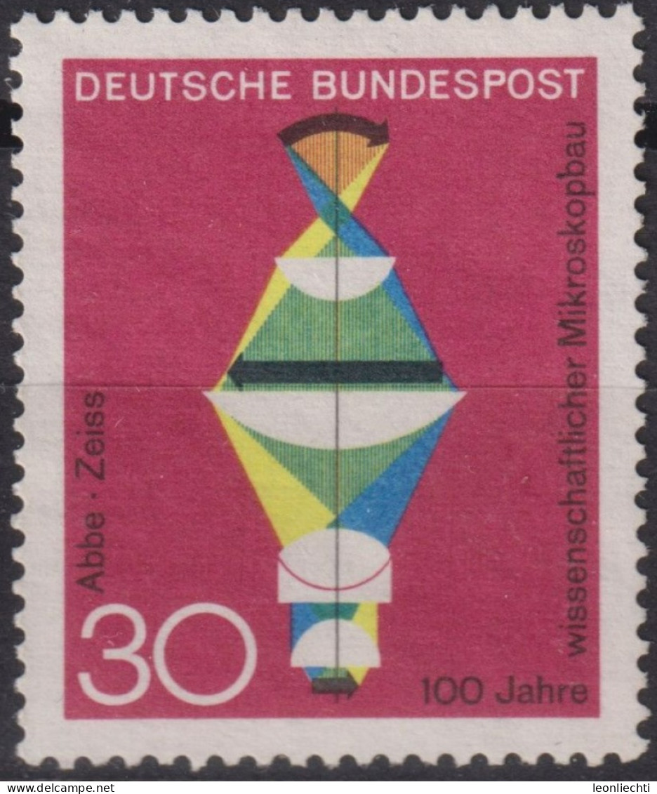 1968 Deutschland > BRD, ** Mi:DE 548, Sn:DE 980, Yt:DE 413, Abbe Zeiss, Mikroskopbau - Fabbriche E Imprese