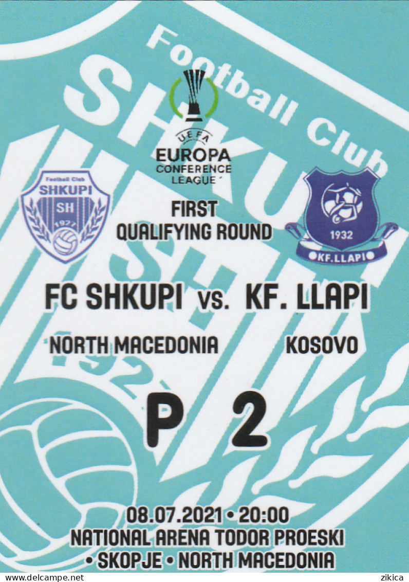 PLASTIC CARD - P 2 - Shkupi Skopje Vs LLapi Kosovo,footbal Match UEFA League - Tickets & Toegangskaarten