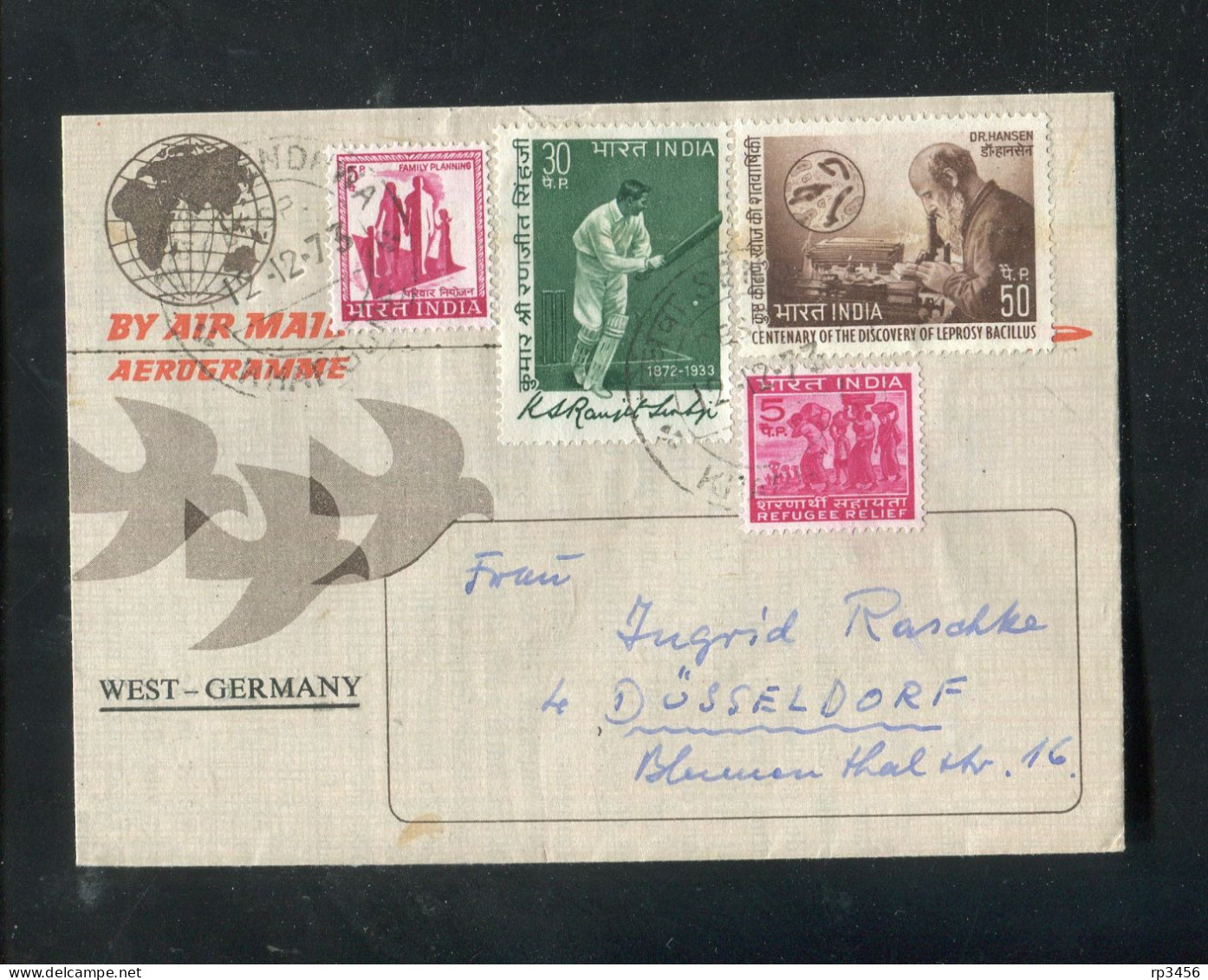 "INDIEN" 1973, Lupo-Faltbrief MiF Nach Deutschland, Inhalt ! (R0062) - Luftpost