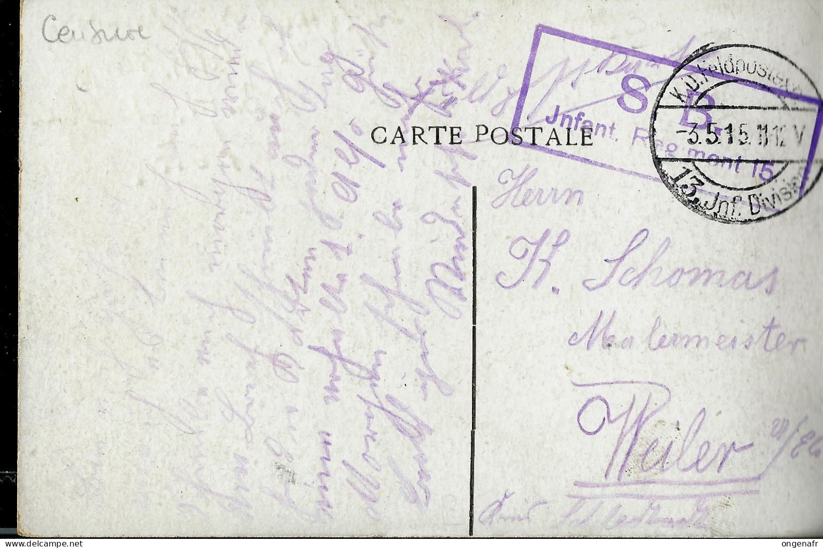 Carte-vue ( Zeebrugge: Le Duc De Clarence ): Obl 03/05/1915 + Censure - Esercito Tedesco
