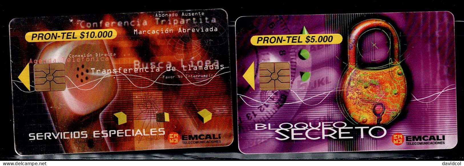 TT16-COLOMBIA PREPAID CHIP CARDS - 2004 - USED - PRON-TEL CALI CITY - $5.000 AND $10.000 - Kolumbien