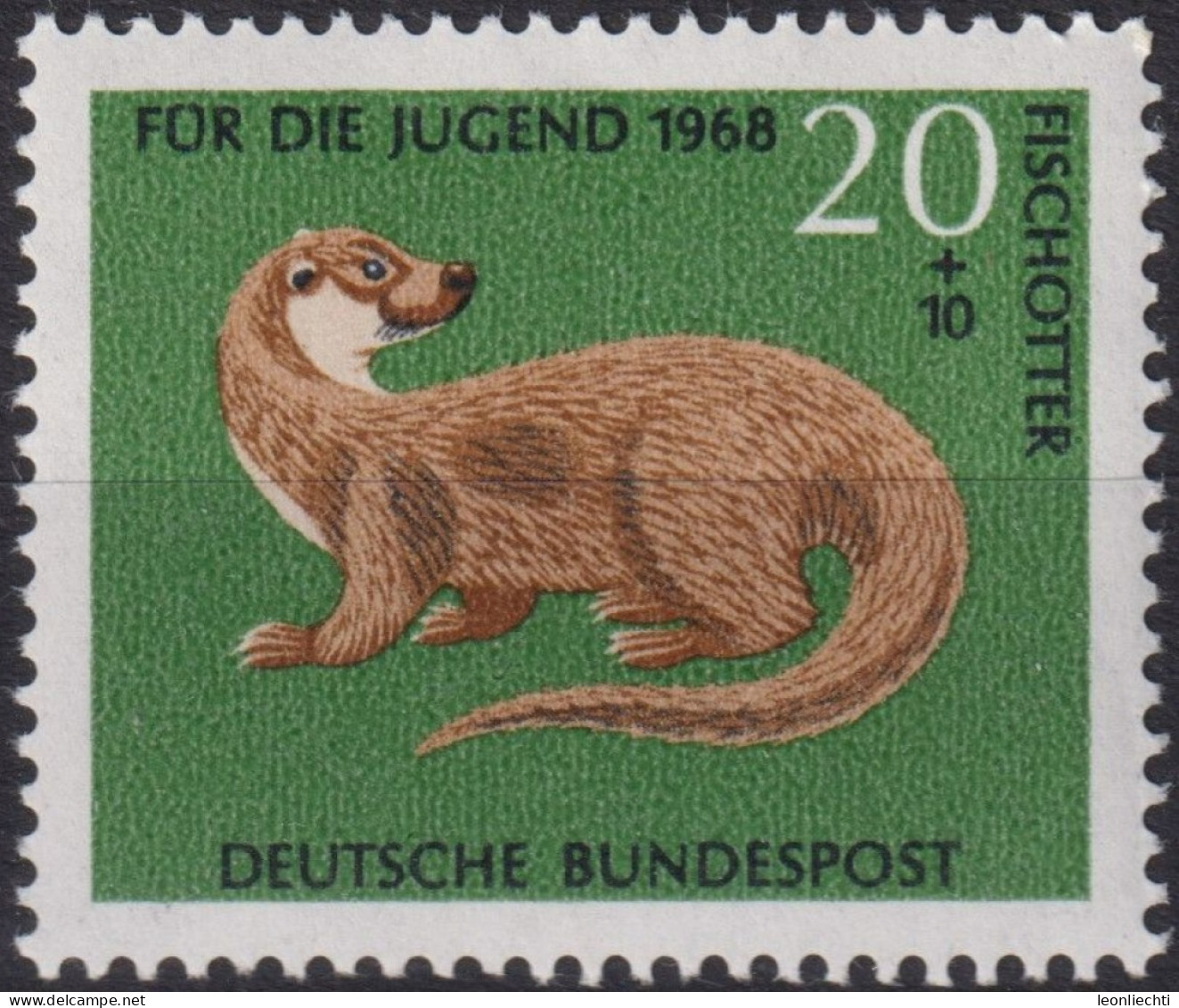 1968 Deutschland > BRD, ** Mi:DE 550, Sn:DE B431, Yt:DE 415, Fischotter, Wildtiere - Wild