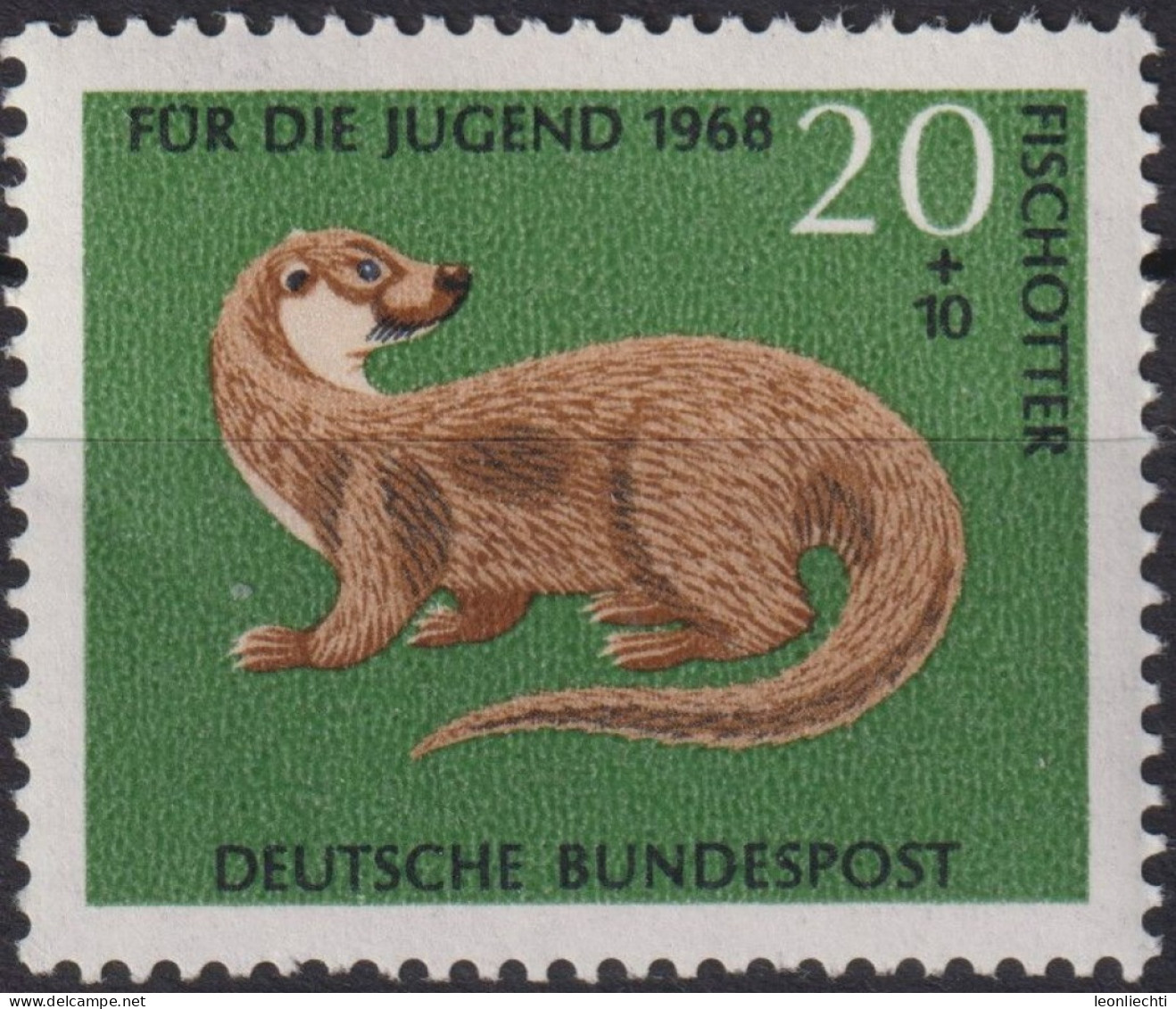 1968 Deutschland > BRD, ** Mi:DE 550, Sn:DE B431, Yt:DE 415, Fischotter, Wildtiere - Animalez De Caza