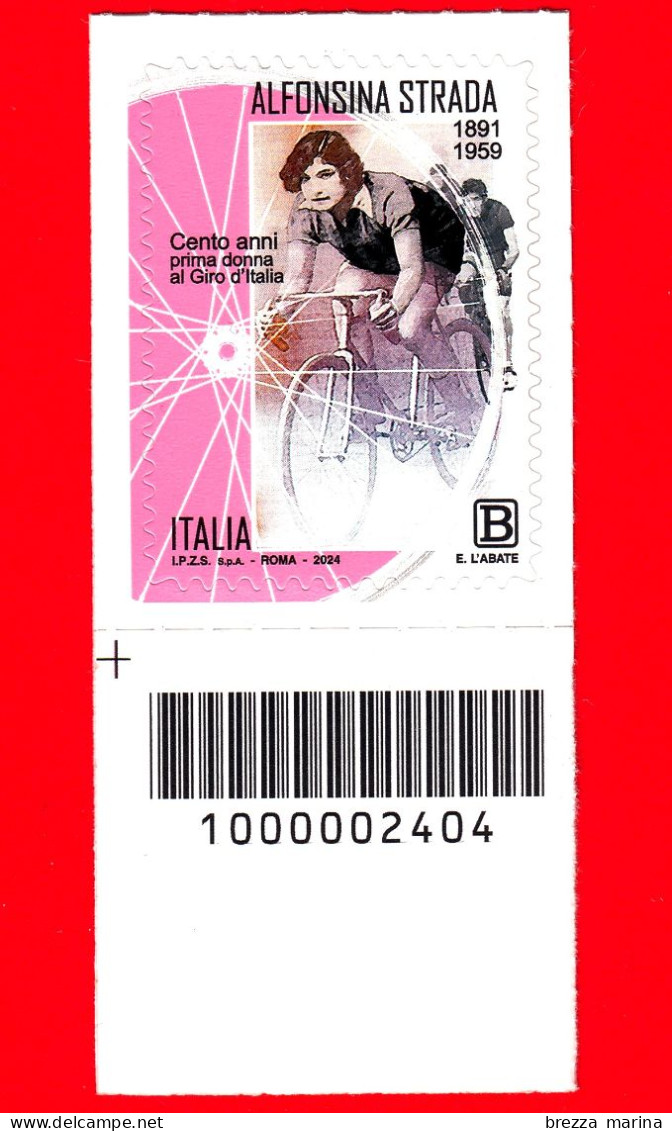 Nuovo - MNH - ITALIA - 2024 - Donne – Alfonsina Strada - 100 Anni 12ª Edizione Del Giro D’Italia - B - Barre 2404 - Code-barres