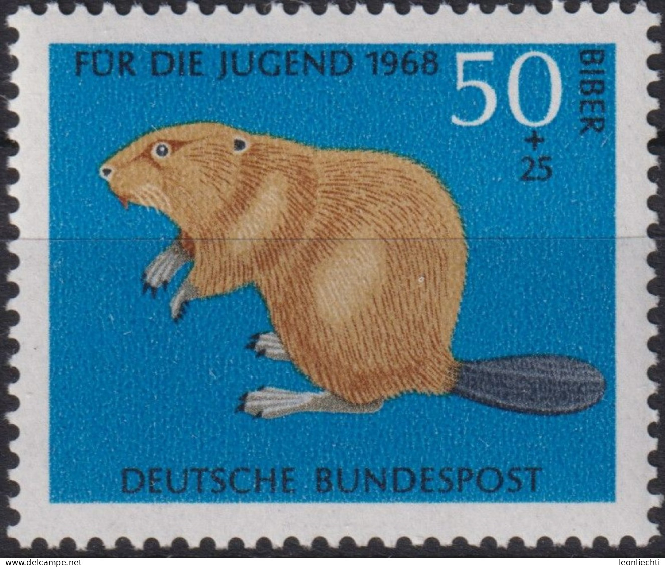 1968 Deutschland > BRD, ** Mi:DE 552, Sn:DE B433, Yt:DE 417, Biber, Wildtiere - Roedores