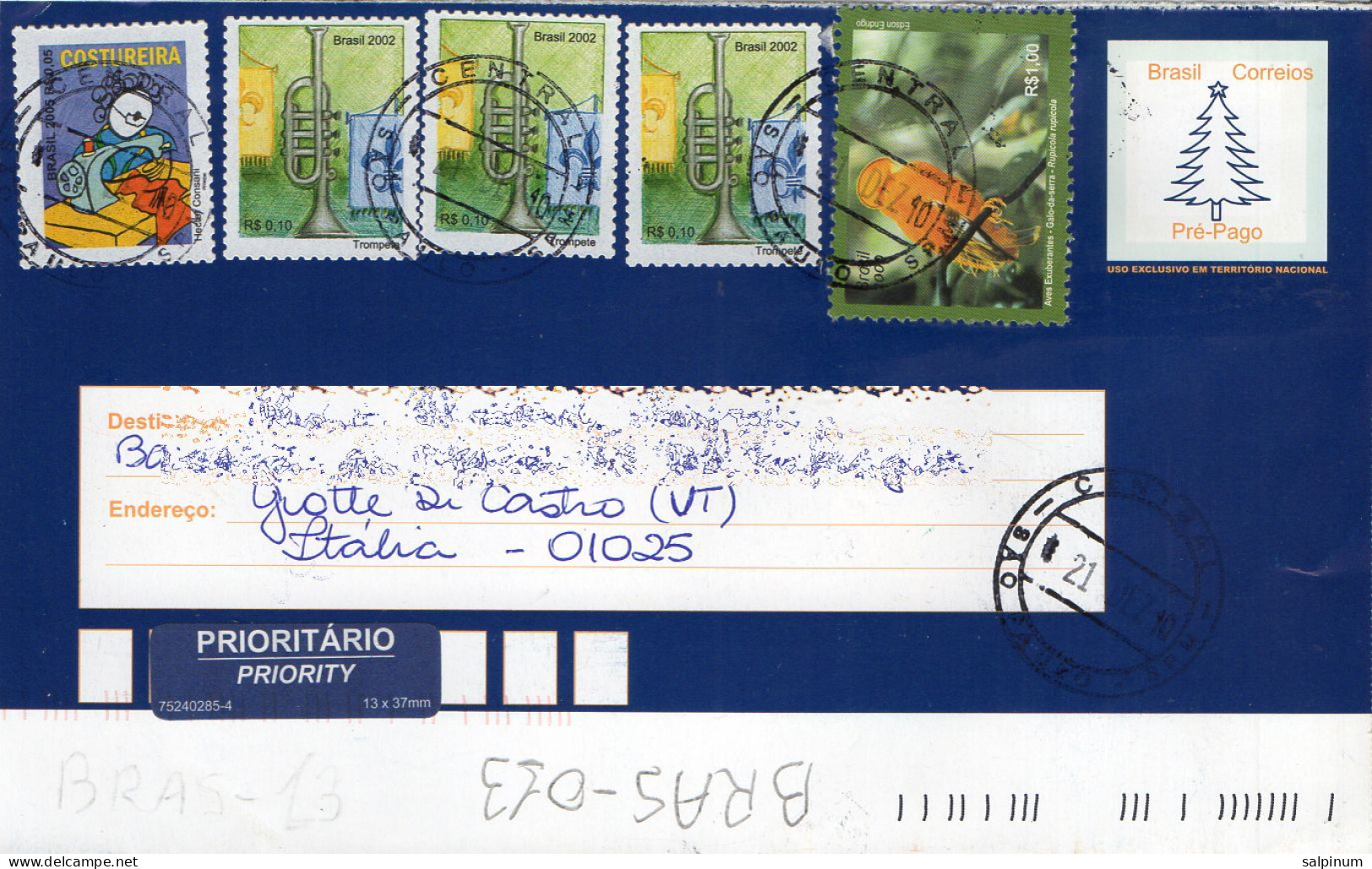 Philatelic Envelope With Stamps Sent From BRAZIL To ITALY - Covers & Documents