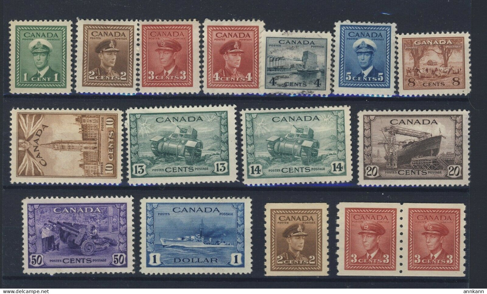 16x Canada WW2 Stamps MH F To VF Missing #252 3x Coils MNH Guide Value = $185.00 - Neufs