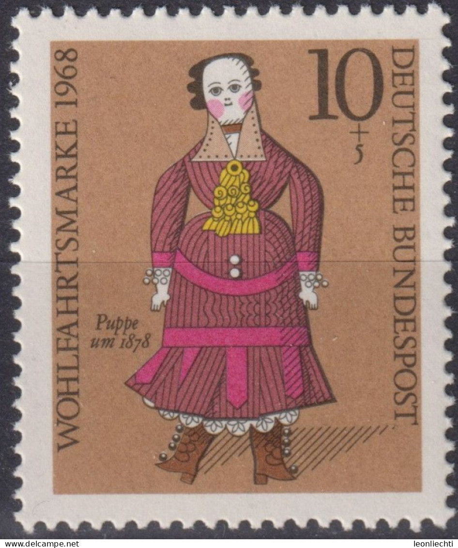 1968 Deutschland > BRD, ** Mi:DE 571, Sn:DE B438, Yt:DE 436, Puppe Um 1878, Für Die Wohlfahrt - Dolls