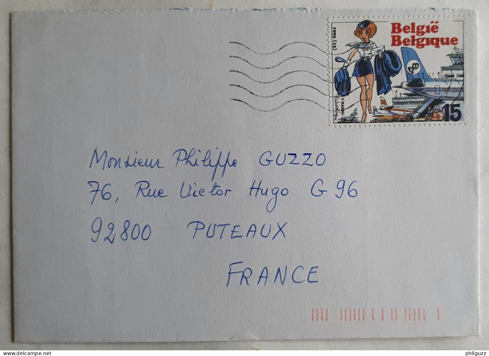 LETTRE TIMBRE BELGE BD WALTHERY NATACHA 1993 - Ansichtskarten