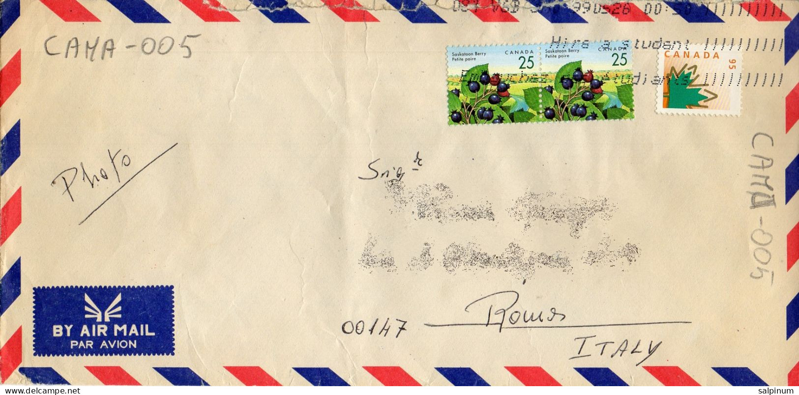 Philatelic Envelope With Stamps Sent From CANADA To ITALY - Lettres & Documents