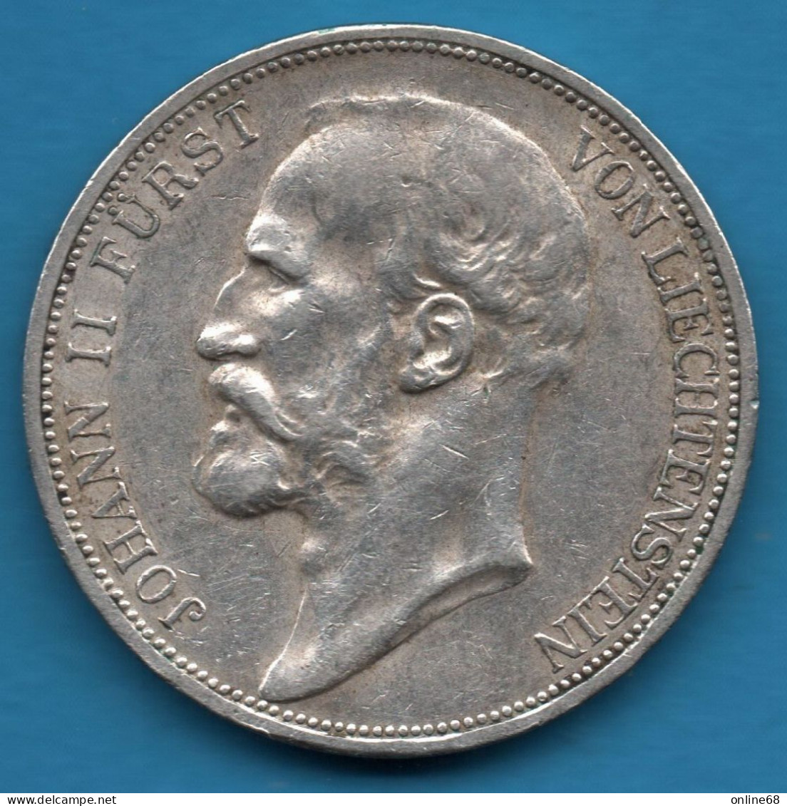 LIECHTENSTEIN 2 KRONEN 1912 Argent 835‰ Silver Y# 3 JOHANN II FÜRST - Liechtenstein
