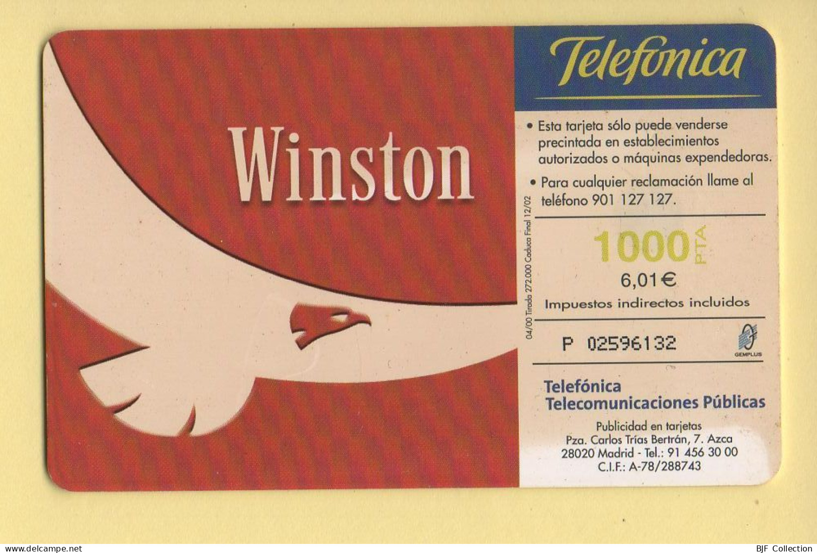 Télécarte : Espagne : TELEFONICA / Winston - Commemorative Pubblicitarie