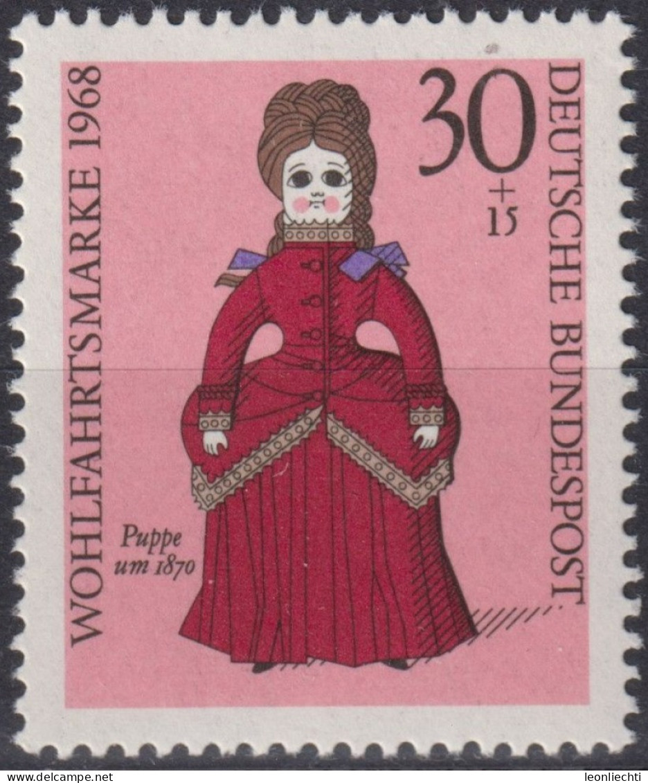 1968 Deutschland > BRD, ** Mi:DE 573, Sn:DE B440, Yt:DE 438, Puppe Um 1870, Für Die Wohlfahrt - Dolls