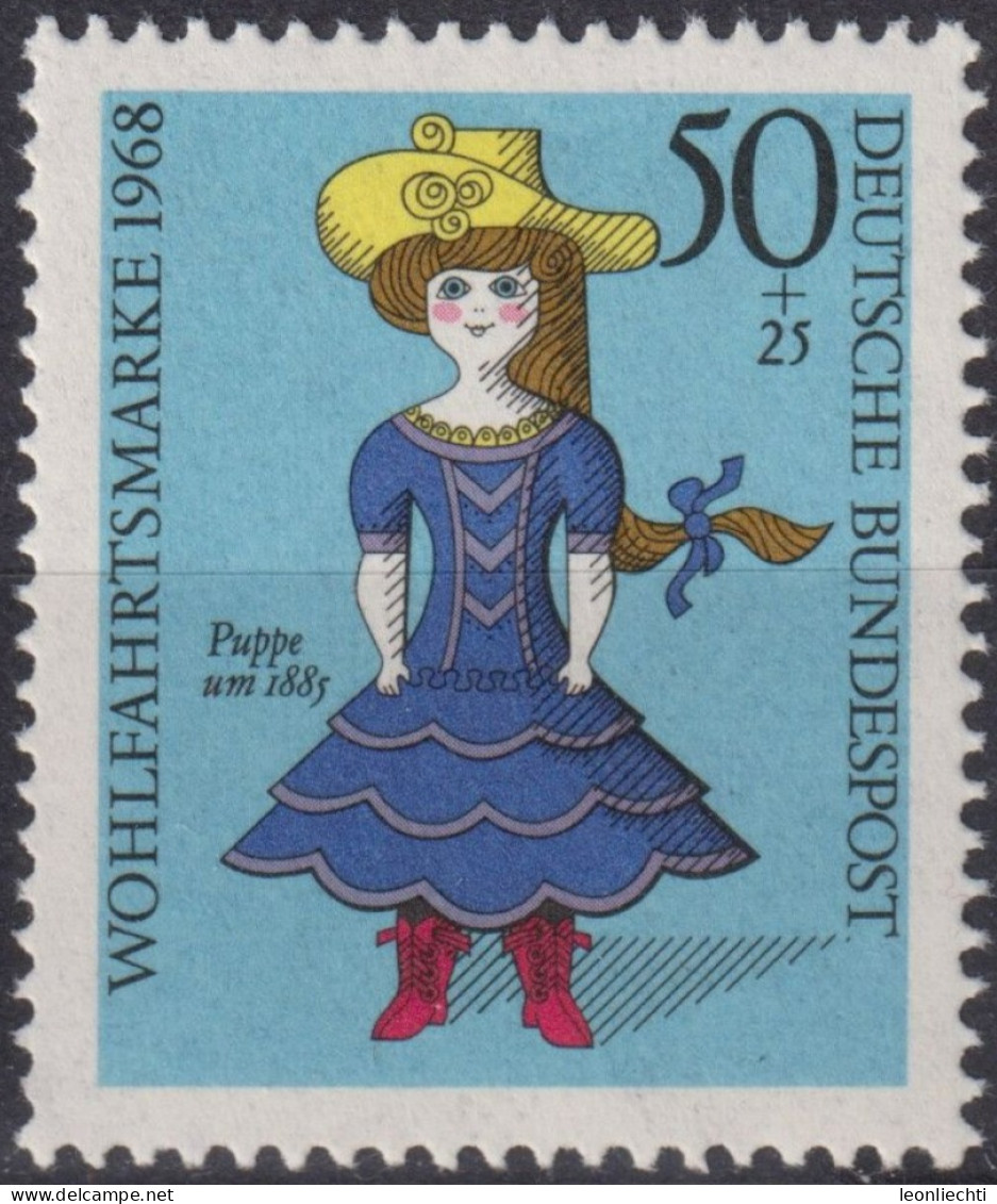 1968 Deutschland > BRD, ** Mi:DE 574, Sn:DE B441, Yt:DE 439, Puppe Um 1885, Für Die Wohlfahrt - Puppen