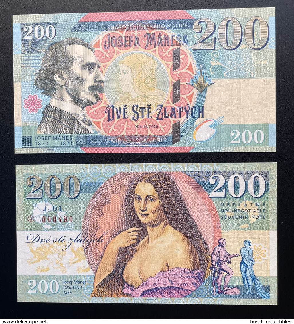 2020 Matej Gabris 200 Zlatych Czech Republic Josefa Manesa Josef Manes UNC SPECIMEN ESSAY Tirage Limité - Specimen