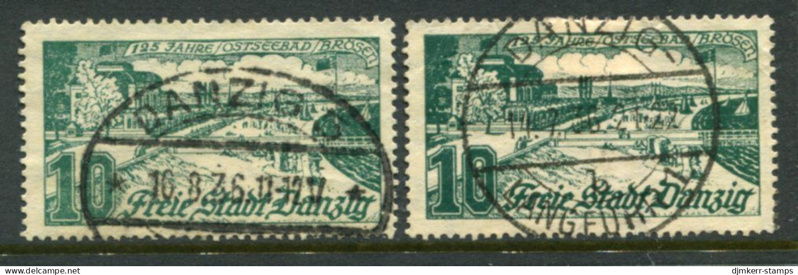DANZIG 1936 Anniversary Of Brösen 10 Pf. In Both Shades, Used..  Michel 259a+b - Afgestempeld