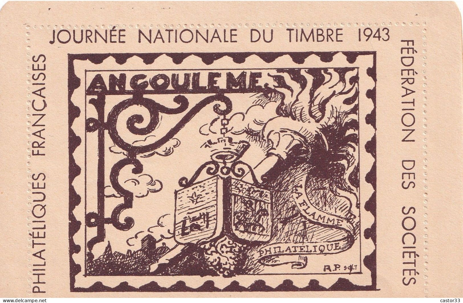 Journée Nationale Du Timbre 1943, Carte Lettre Angoulême - Tag Der Briefmarke