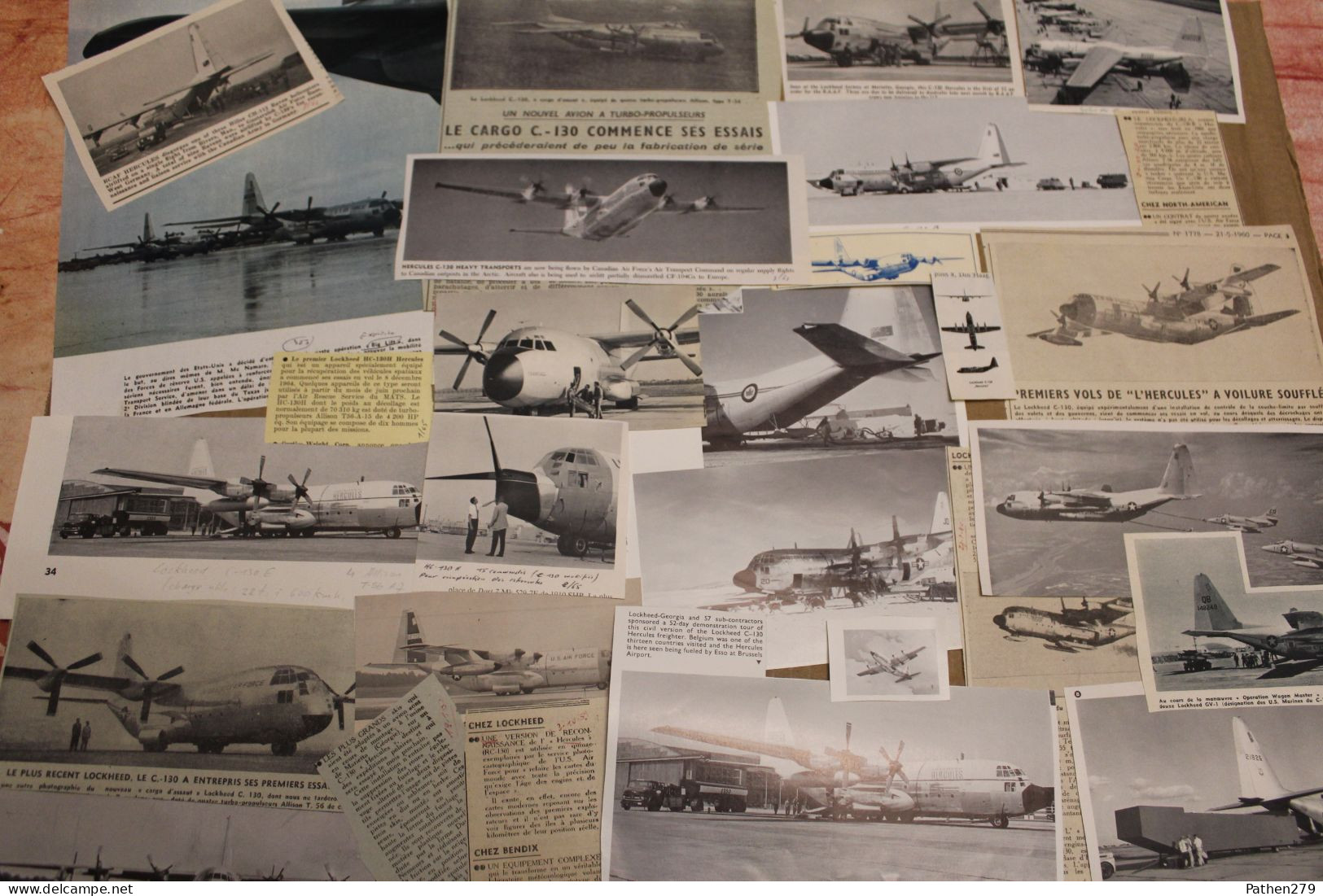 Lot de 679g d'anciennes coupures de presse et photos de l'aéronef américain Lockheed C-130 "Hercules"