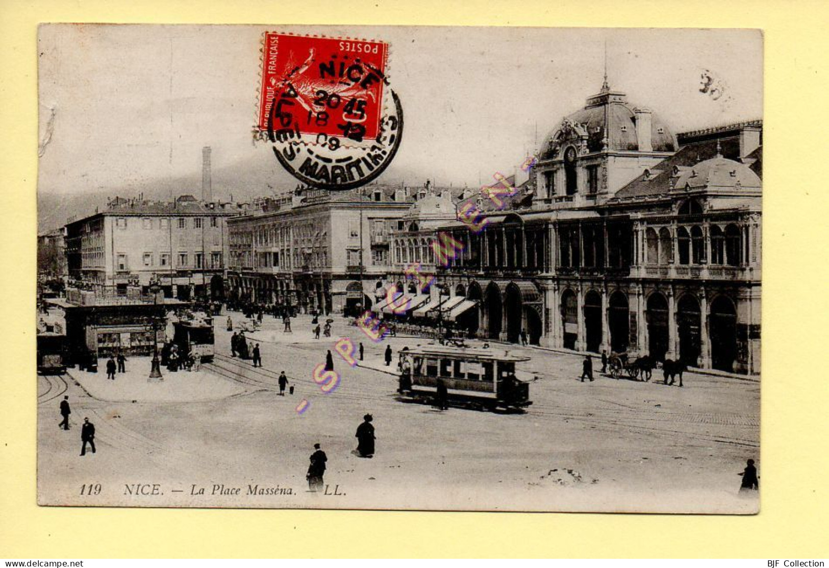 06. NICE - La Place Masséna (animée, Attelage, Tramway) (Ed. LL) (voir Scan Recto/verso) - Places, Squares