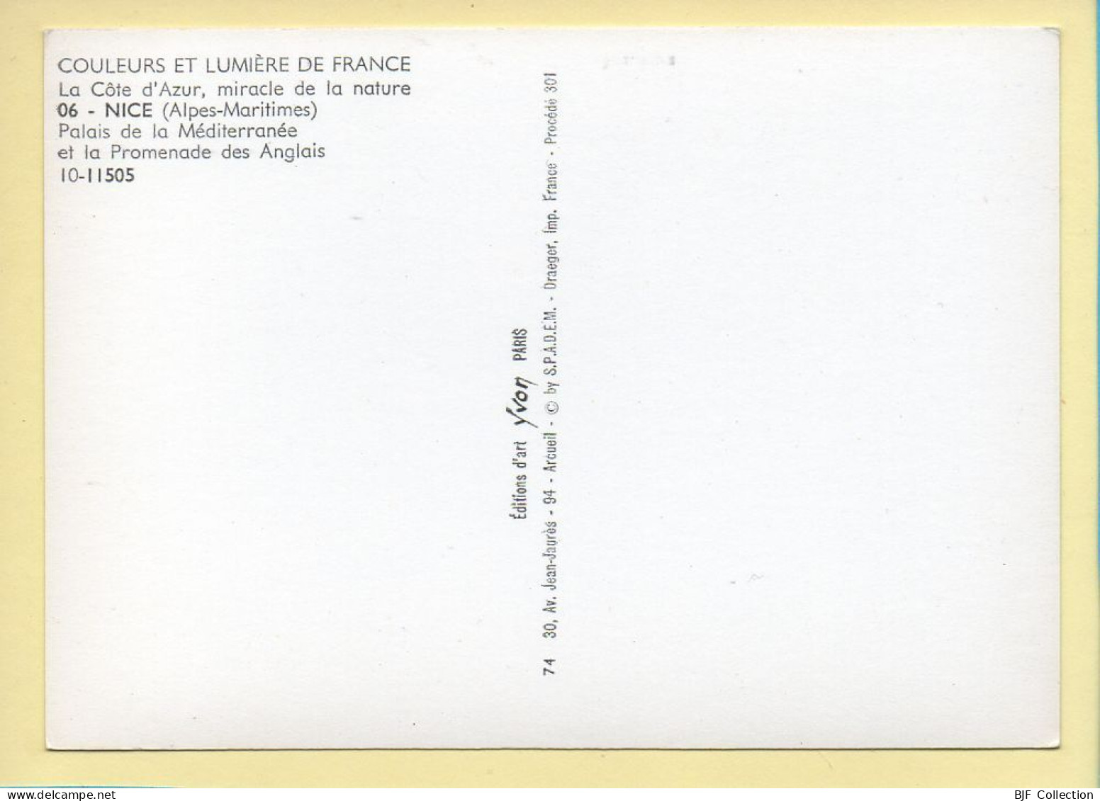 06. NICE – Palais De La Méditerranée Et La Promenade Des Anglais (animée / Voitures) (voir Scan Recto/verso) - Scènes Du Vieux-Nice