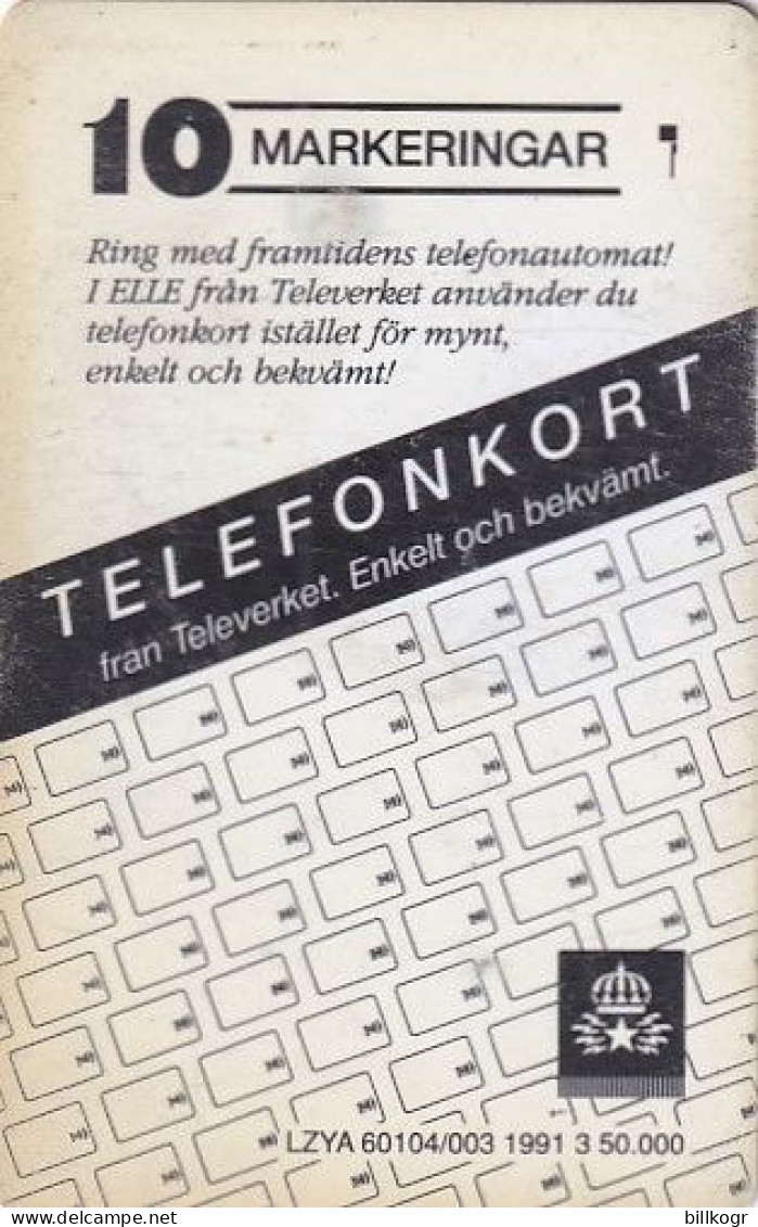 SWEDEN - Telia Cardphone, Chip SC6, Tirage 50000, 03/91, Used - Zweden