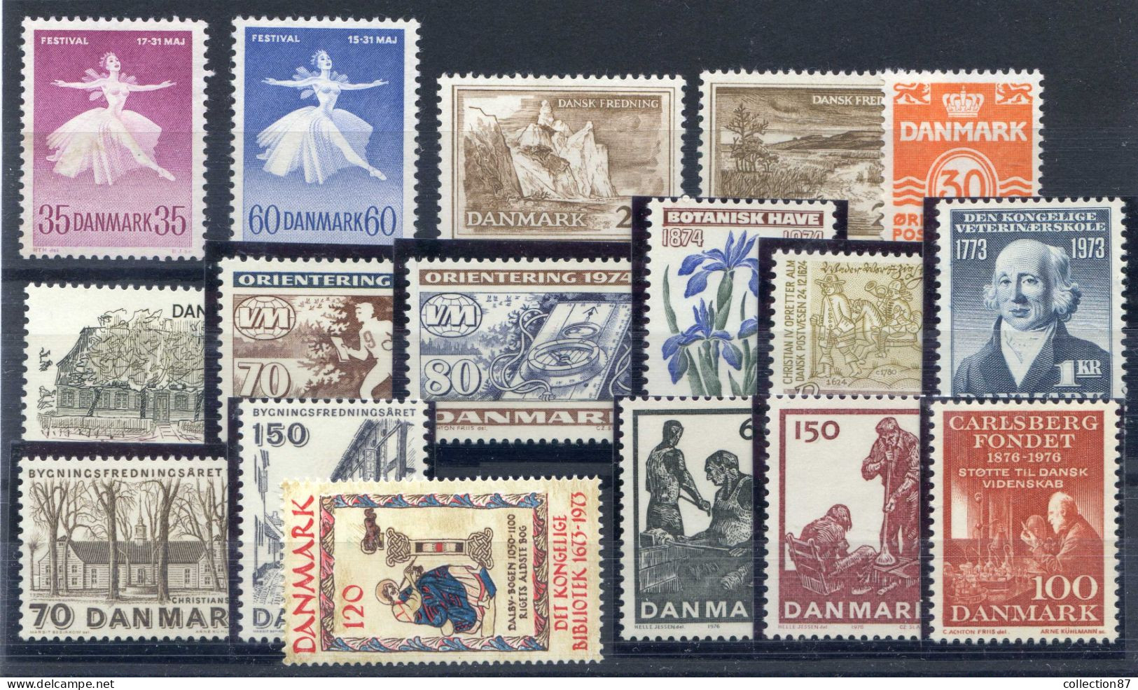 REF 002 > DANEMARK < Yvert  Entre N° 382 Et 635 * *  17 Valeurs Neuf Luxe MNH * * - Lotes & Colecciones