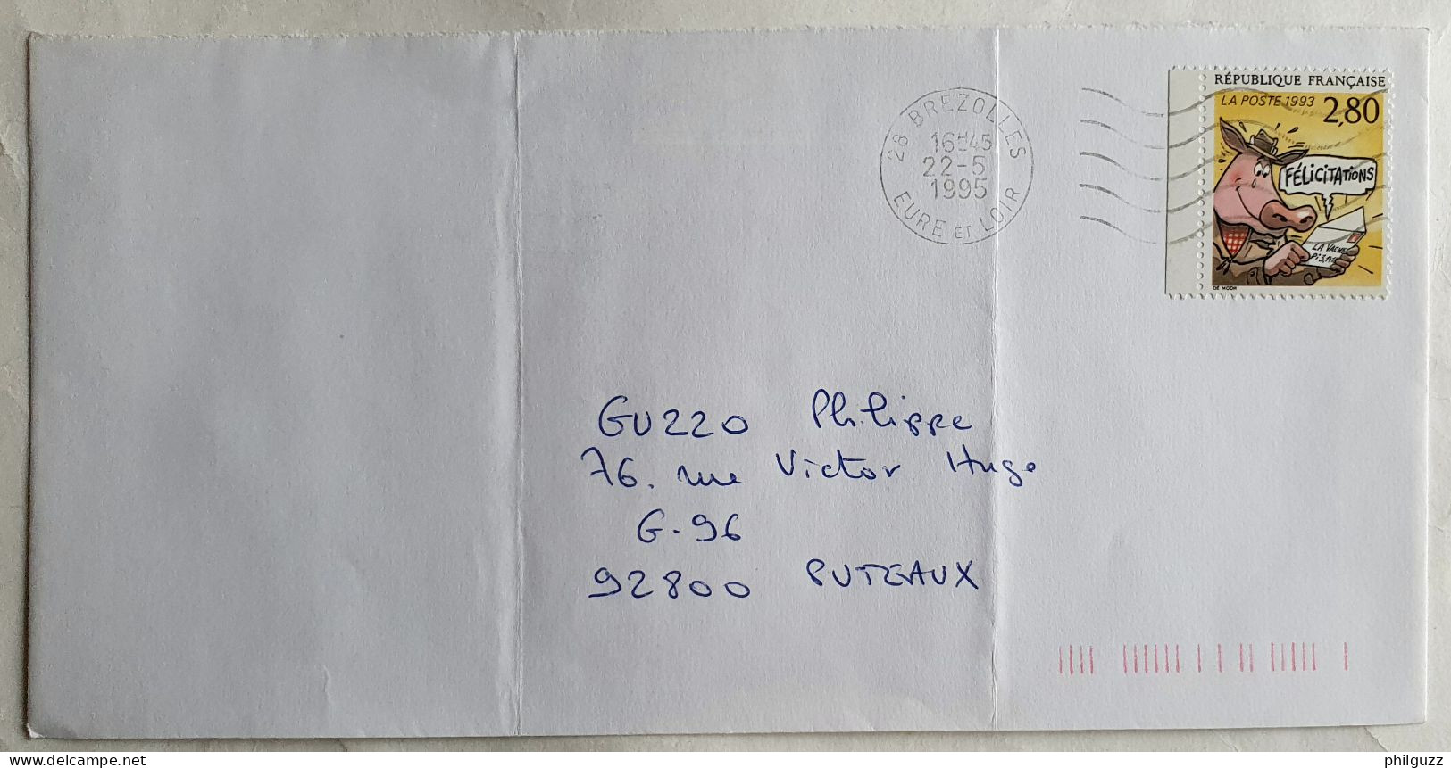 Lettre Timbre Sur Lettre DEMOORE 1995 (2) COULEUR FONCE - Cartes Postales