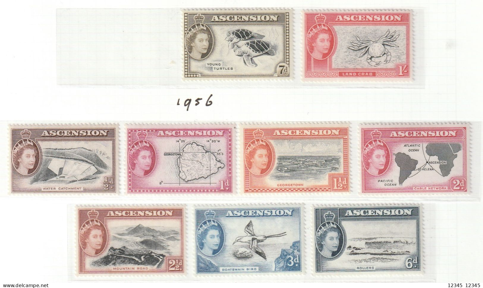 Ascension 1956, Postfris MNH, Queen Elizabeth II And Views Of Ascension, Not Complete Set - Ascensión