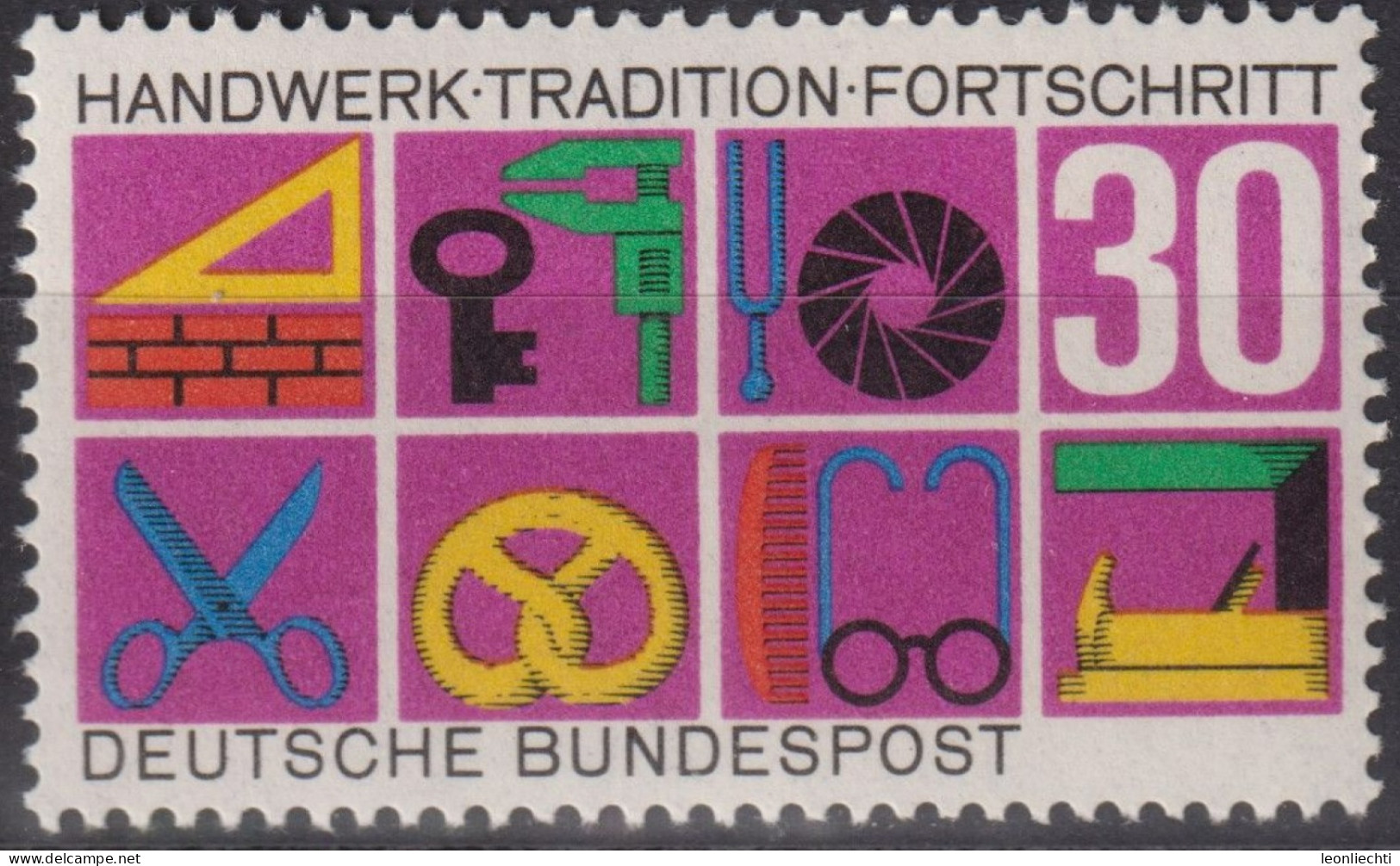 1968 Deutschland > BRD, ** Mi:DE 553, Sn:DE 981, Yt:DE 418, Handwerk - Fabbriche E Imprese