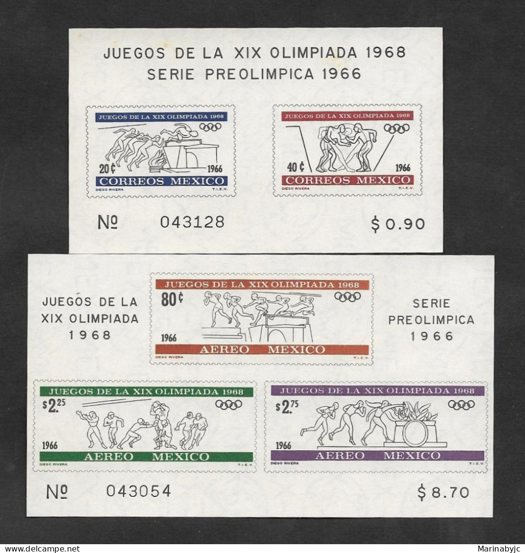 SE)1966 MEXICO  GAMES OF THE 19TH OLYMPIAD, PRE OLYMPIC SERIES, WRESTLING 22C SCT 974, RUNNING AND JUMPING 40C SCT 975, - Mexico