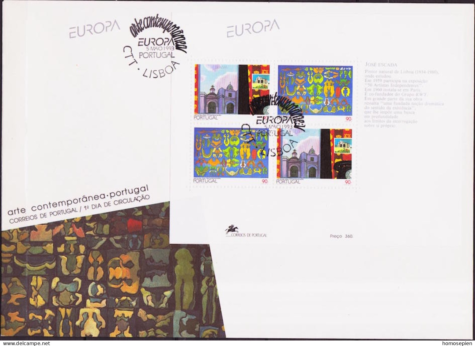 Portugal FDC 1993 Y&T N°BF94 - Michel N°B93 - EUROPA - FDC