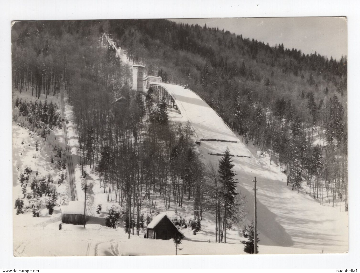 1958. YUGOSLAVIA,SLOVENIA,PLANICA,GIANT SKI JUMP COURSE,130 M,ILLUSTRATED POSTCARD,USED - Yougoslavie