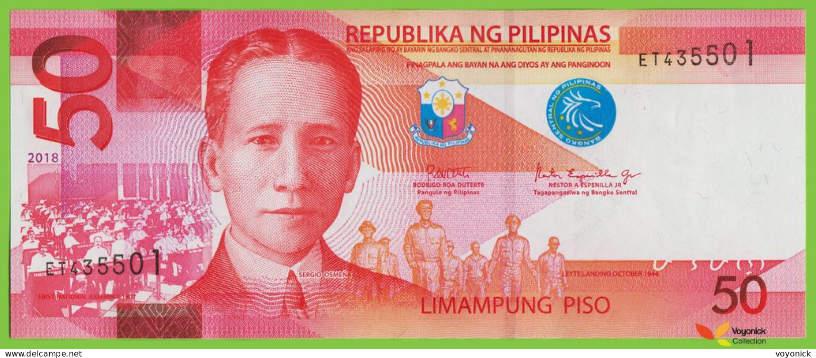 Voyo PHILIPPINES 50 PISO 2018 P207c B1078j ET UNC - Philippinen