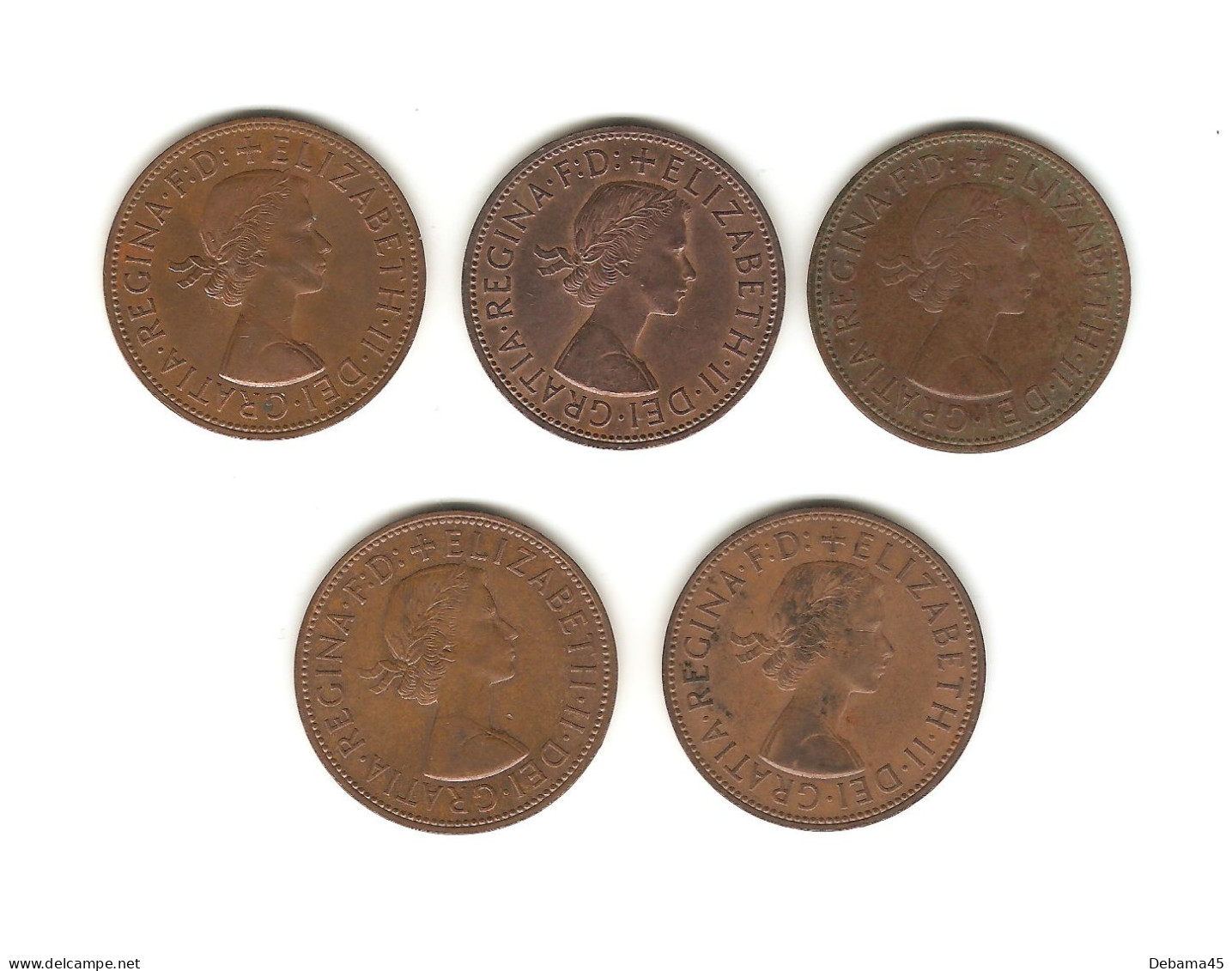 609/ Grande-Bretagne : Elizabeth II : 5 X 1 Penny : 1961 - 1962 - 1963 - 1965 - 1966 - Altri & Non Classificati