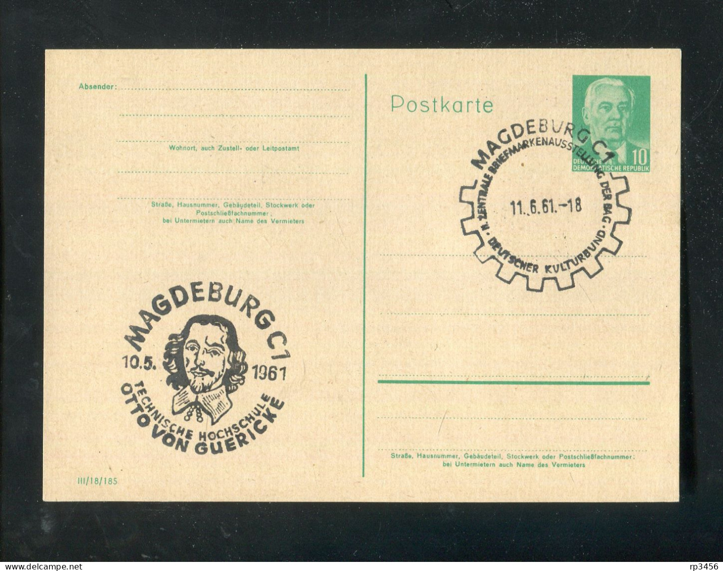 "DDR" 1961, Postkarte Mit 2 Verschiedene SSt. "MAGDEBURG" (R0077) - Postcards - Used