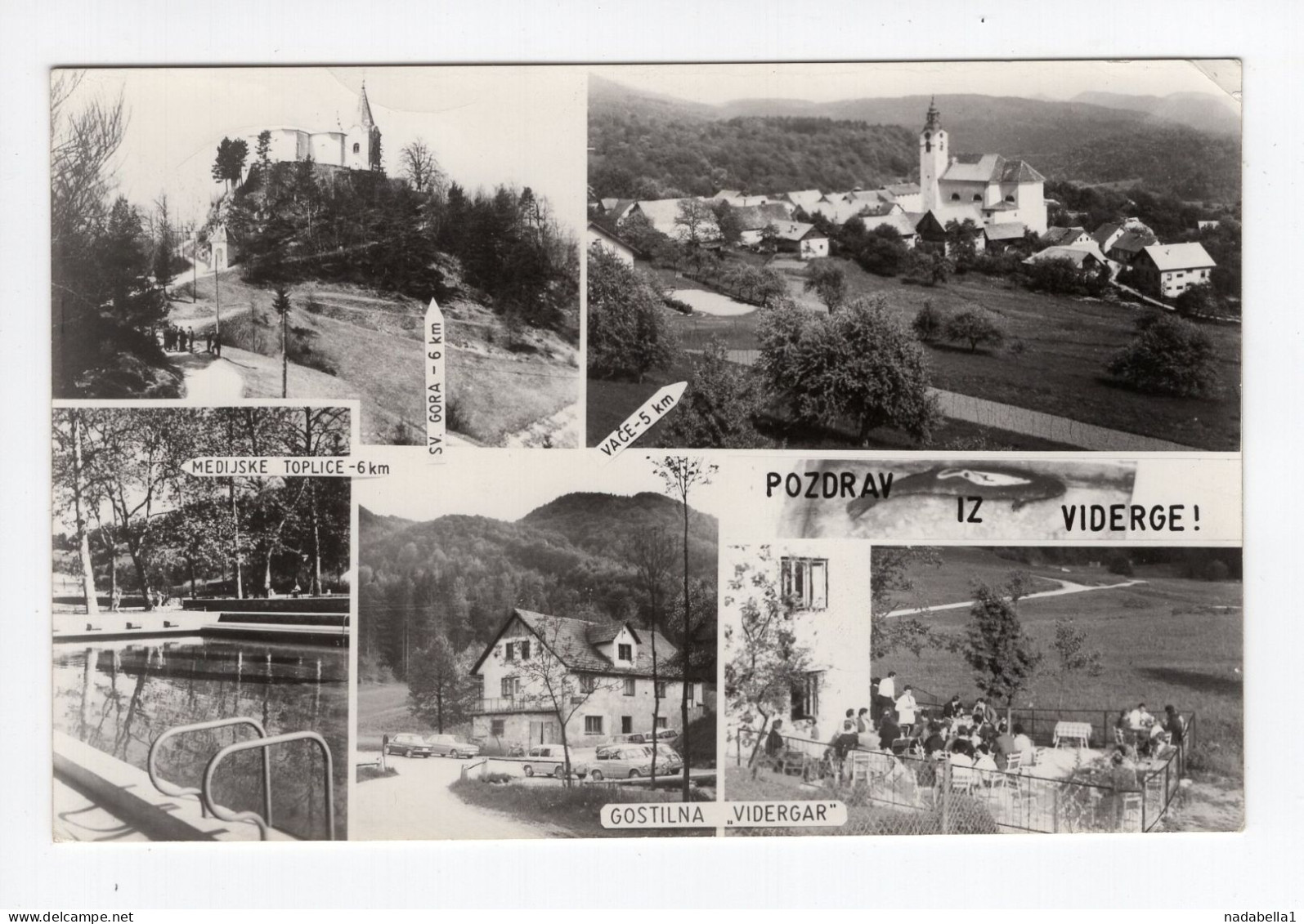 1950s YUGOSLAVIA,SLOVENIA,IZLAKE POSTMARK,GREETINGS FROM VIDERGE,MULTI VIEW POSTCARD,USED - Yougoslavie