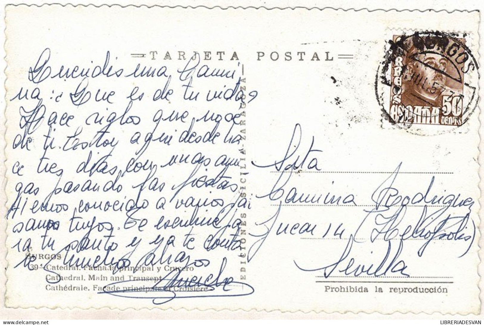 Postal Burgos. Catedral. Fachada Principal Y Crucero No. 39 - Andere & Zonder Classificatie