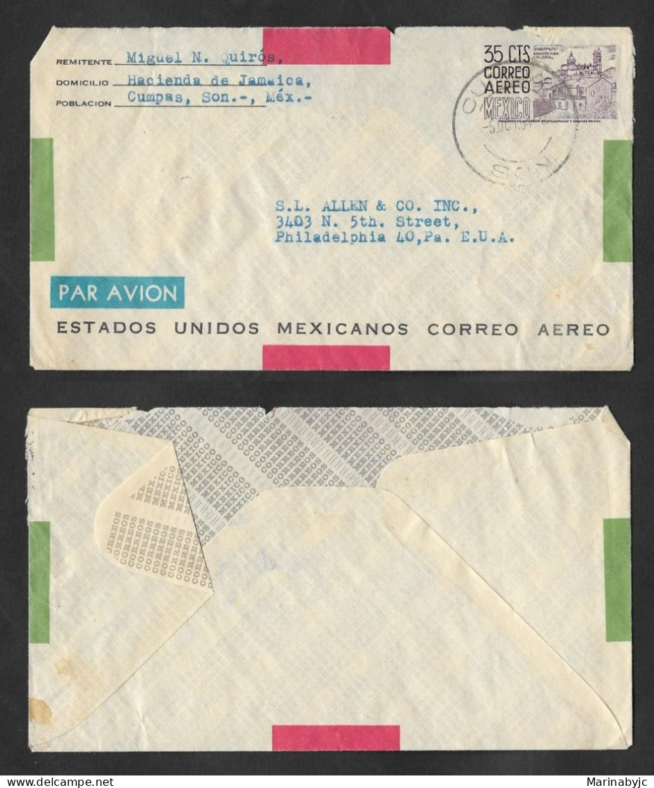 SE)1954 MEXICO  COLONIAL ARCHITECTURE, VIEW OF TAXCO 35C SCT C191, AIR MAIL, ON SONORA CIRCULATOR - MEXICO D. F. TO PHIL - Mexico